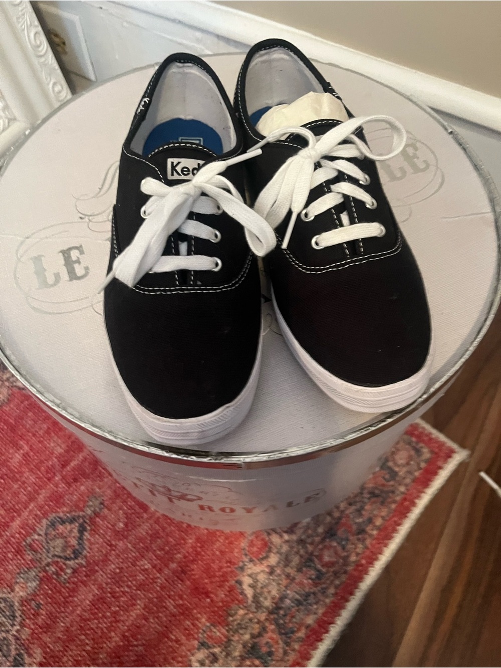 Keds Black Canvas Low-Top Sneakers with White Laces
